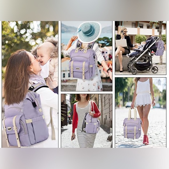 Multifunctional Travel Backpack Diaper Bag Carry On Pockets Purse Tote USB Port - Picture 3 of 9